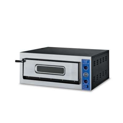 FOUR A PIZZA ELECTRIQUE PROFESSIONNEL, 1 X 4 PIZZA Ø 360 MM, CHAMBRE ENTIEREMENT EN PIERRES REFRACTAIRES, COMMANDES MECANIQUES
